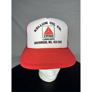 Vintage Citgo Lubricants SnapBack Mesh Trucker Hat Cap Red & White